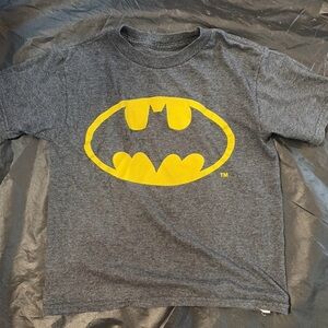DC Gray Tee with Yellow Batman Emblem